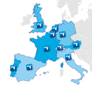 La carte d'Europe d’où Polytropic est joignable